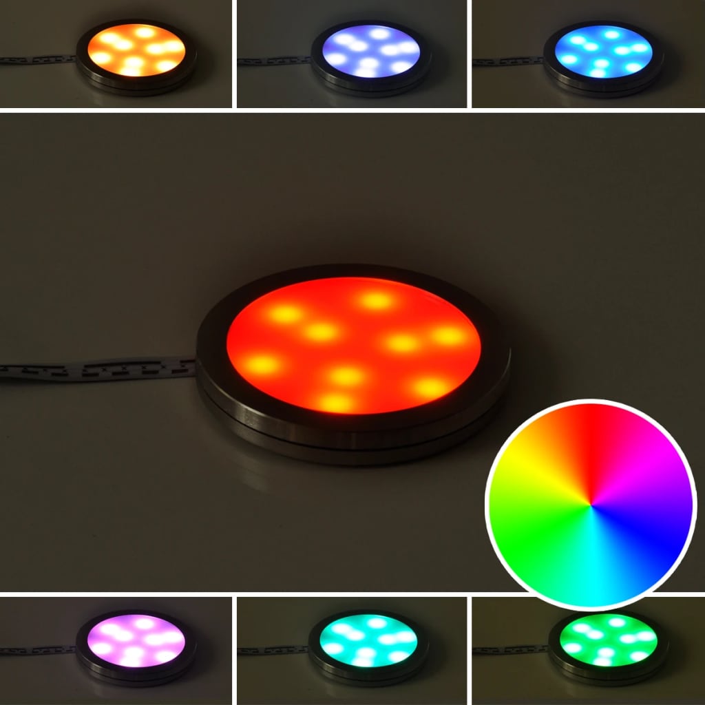 8 ks okrúhlych LED lámp na kuchynskú linku (RGB + diaľkový ovládač)