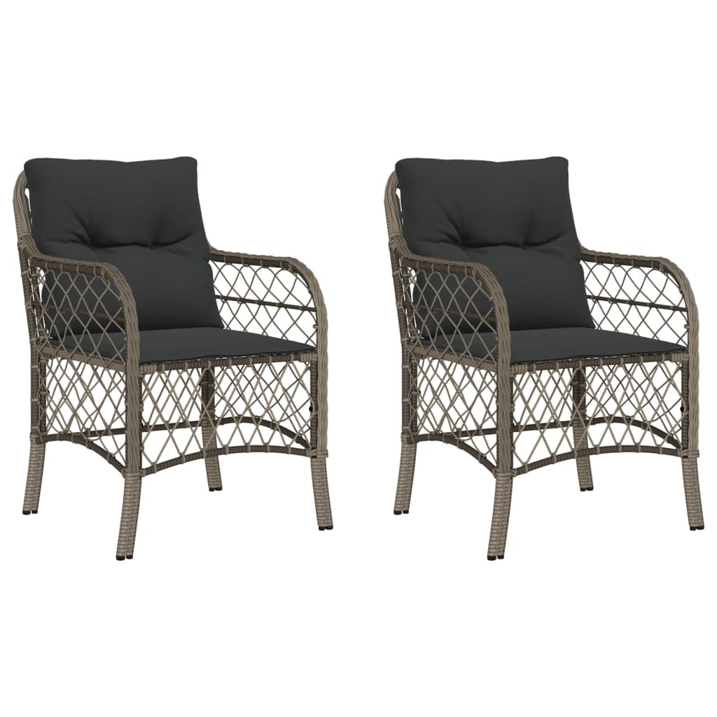 vidaXL Záhradné stoličky s vankúšmi 2 ks sivé polyratanové