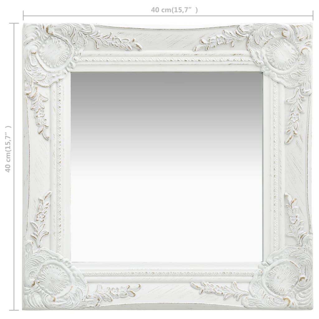 vidaXL Nástenné zrkadlo v barokovom štýle 40x40 cm biele