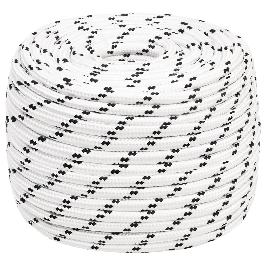 vidaXL Pletené lodné lano biele 14 mm x 250 m polyester