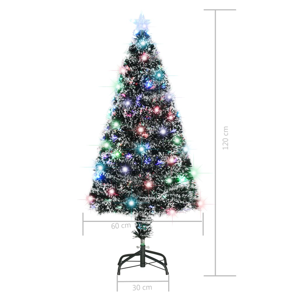 vidaXL Osvetlený vianočný stromček so stojanom 120 cm, optické vlákno