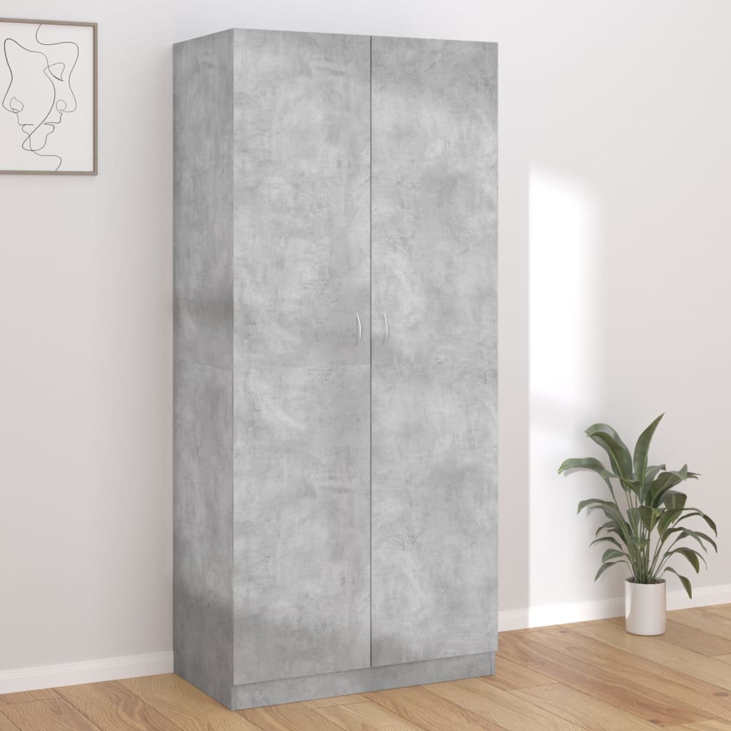 vidaXL Šatník, betónovo sivý 90x52x200 cm, kompozitné drevo