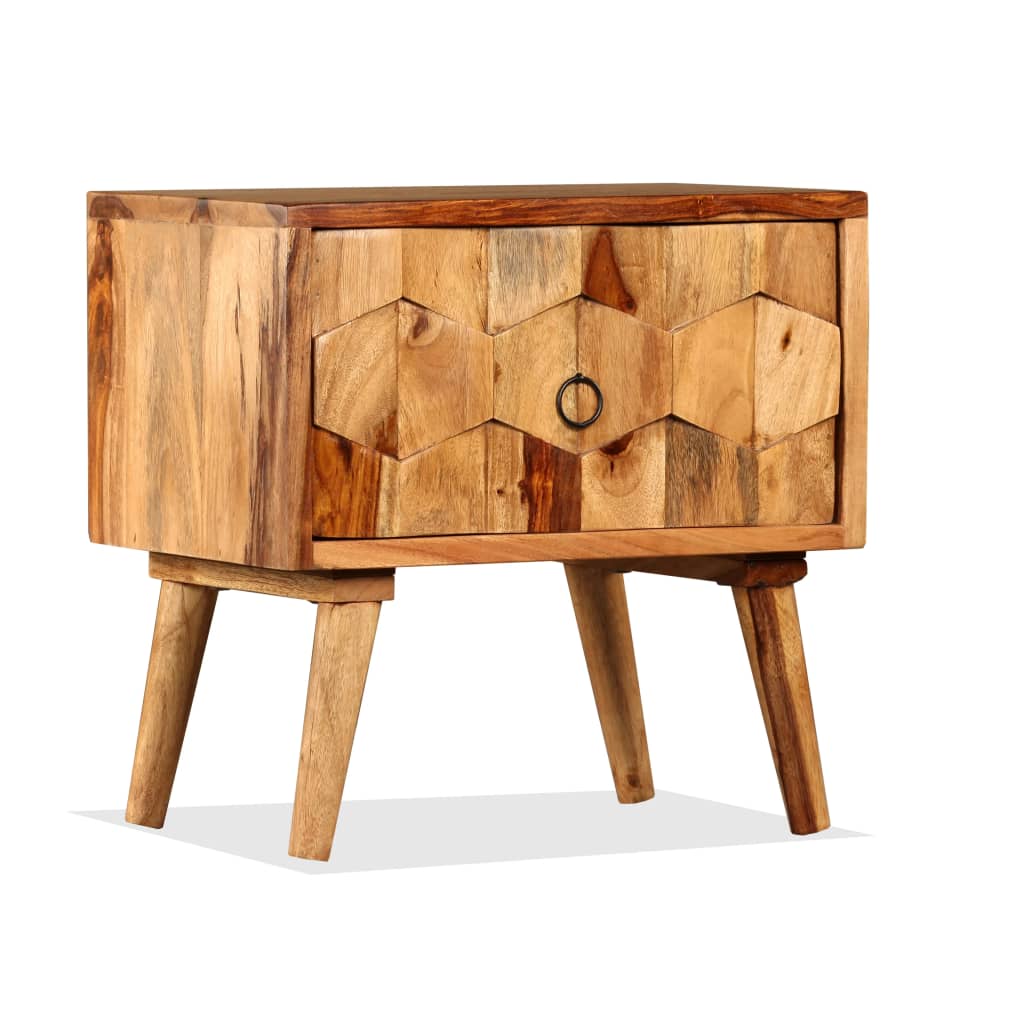 vidaXL Nočný stolík s 1 zásuvkou, masívne sheeshamové drevo