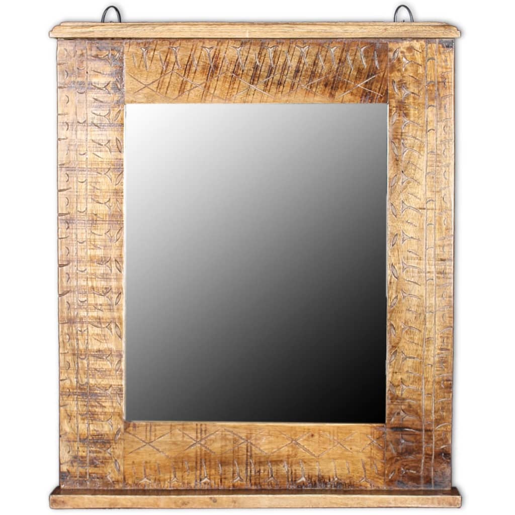 vidaXL Toaletná skrinka so zrkadlom, masívne mangové drevo