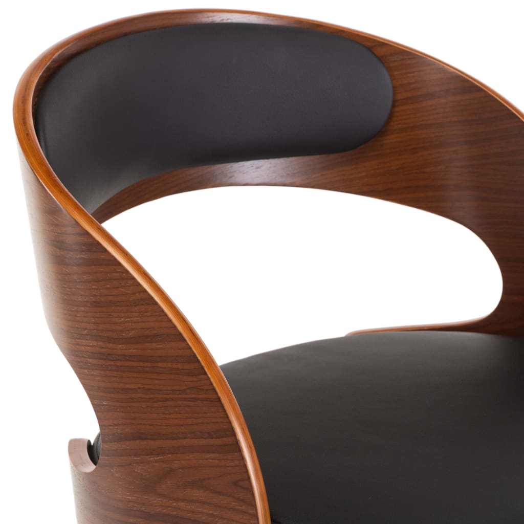 vidaXL Otočné jedálenské stoličky 2ks,čierne, ohýbané drevo+umelá koža