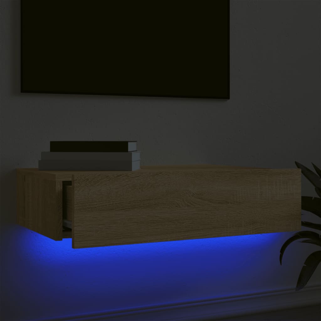 vidaXL TV skrinka s LED svetlami dub sonoma 60x35x15,5 cm