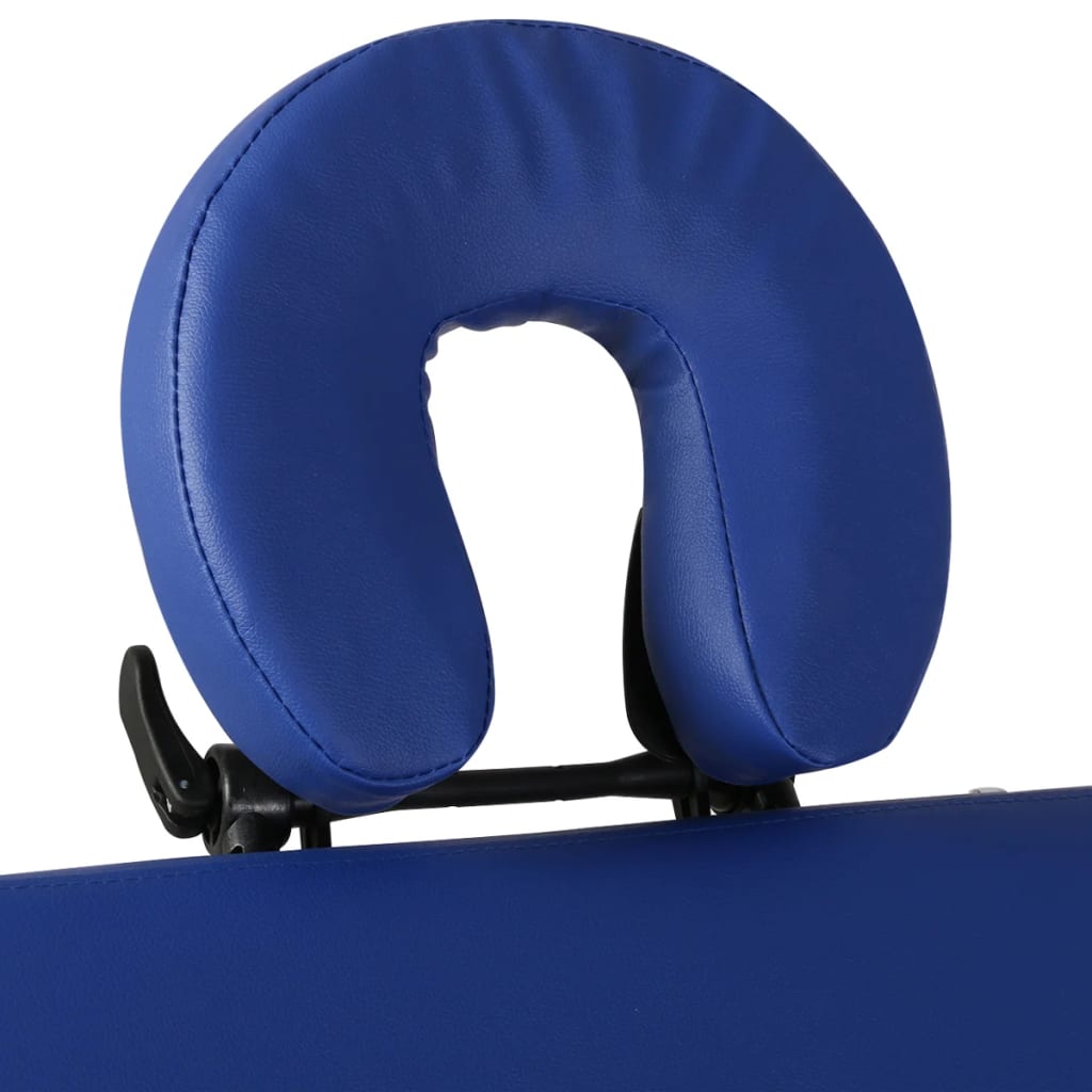 Modrý skladací masážny stôl so 4 zónami a hliníkovým rámom