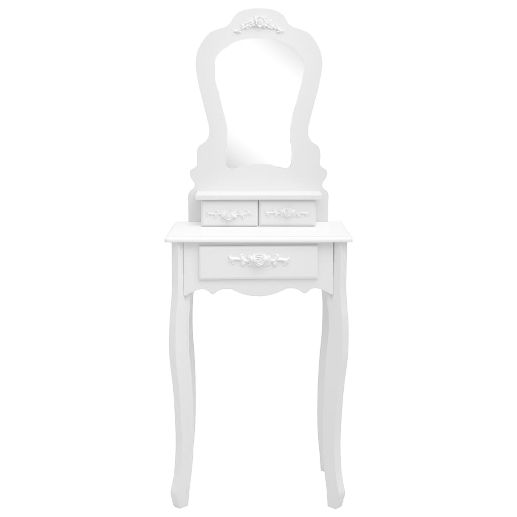 vidaXL Toaletný stolík so stoličkou, biely 50x59x136 cm, paulovnia