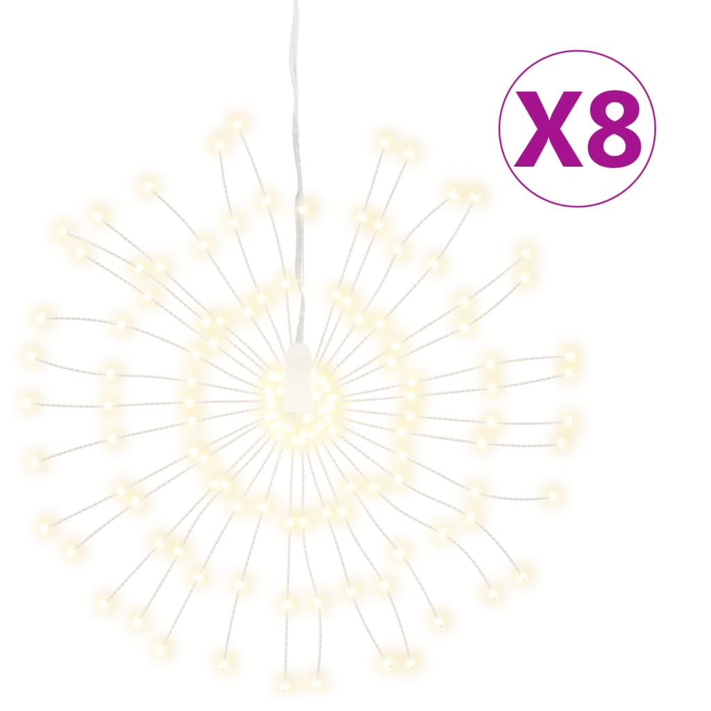 vidaXL Vianočné svietiace hviezdy 140 LED 8 ks teplé biele 17 cm