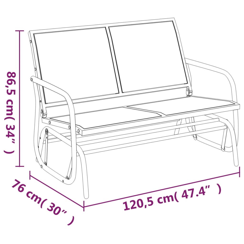 vidaXL Záhradné hojdacia lavica hnedá 120,5x76x86,5cm textilén a oceľ