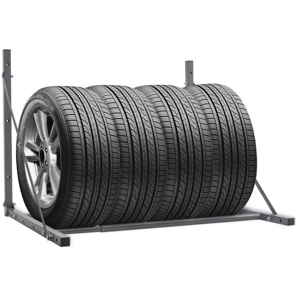 vidaXL Skladací stojan na pneumatiky, strieborný, galvanizovaná oceľ