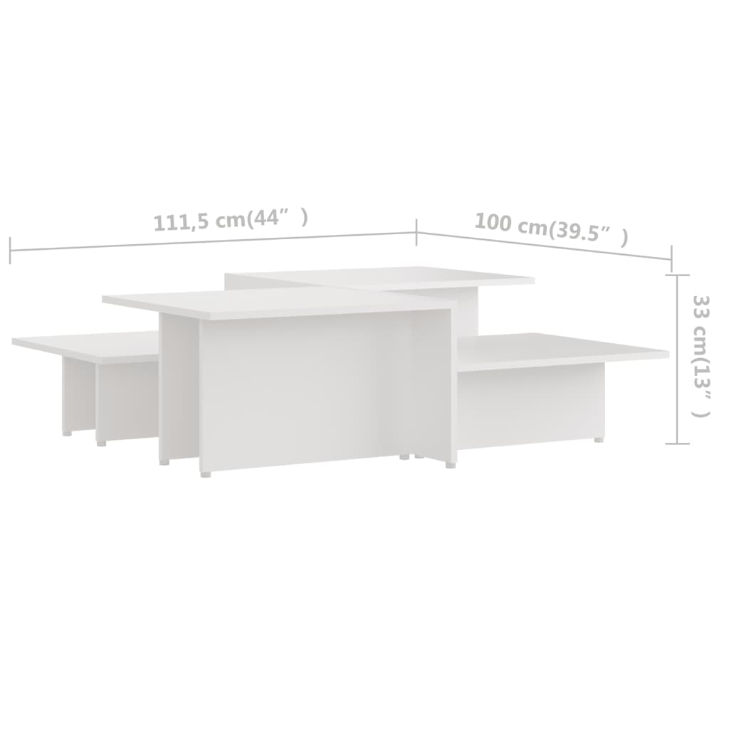 vidaXL Konferenčné stolíky 2ks, biele 111,5x50x33 cm, kompozitné drevo