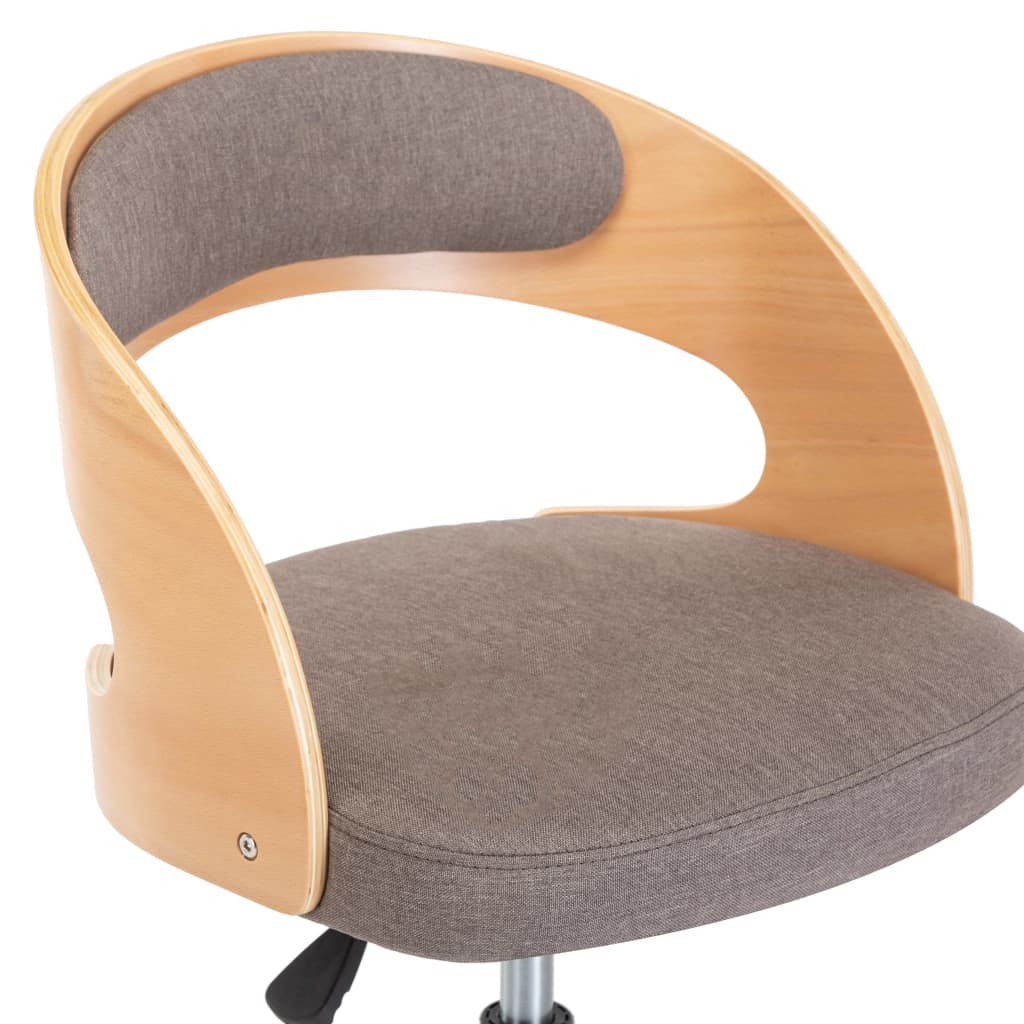 vidaXL Otočné jedálenské stoličky 4ks,sivohnedé, ohýbané drevo a látka