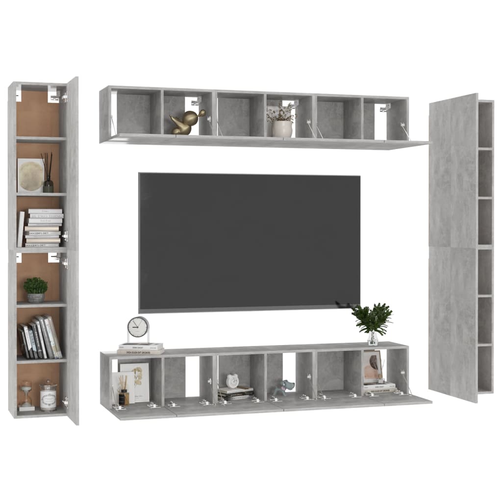 vidaXL 10-dielna súprava TV skriniek betónovo-sivá drevotrieska