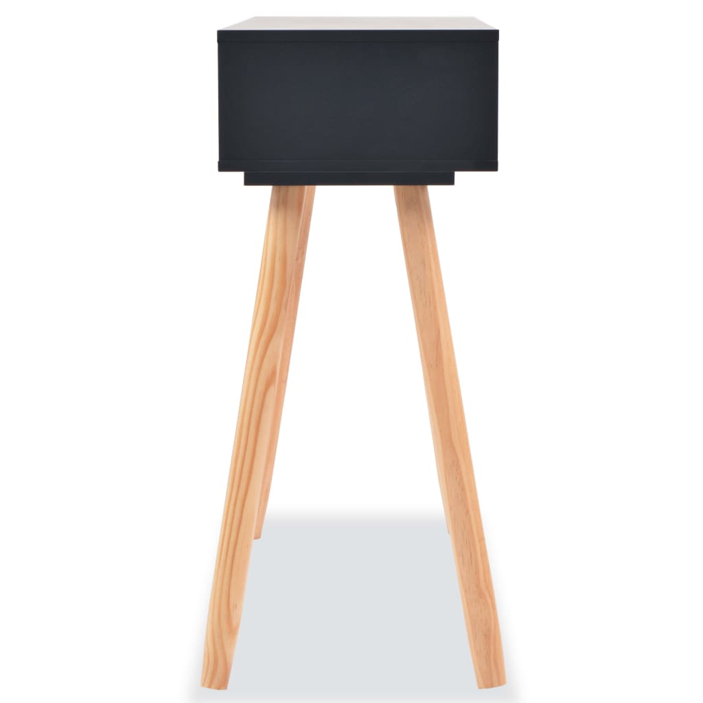 vidaXL Čierny prístavný stolík z borovicového dreva, 80x30x72 cm