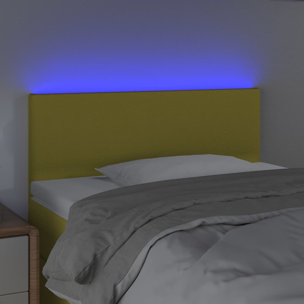 vidaXL Čelo postele s LED zelené 100x5x78/88 cm látka