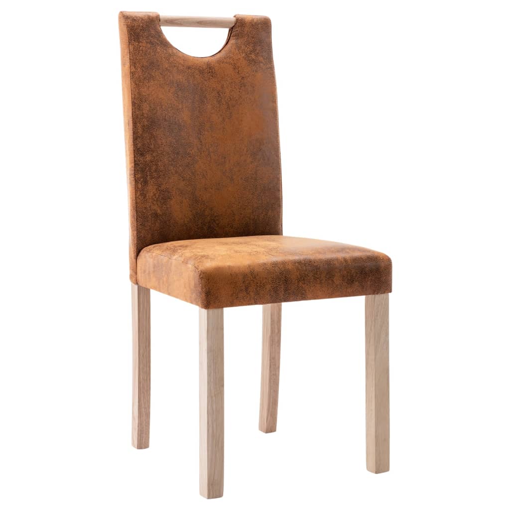 vidaXL Jedálenské stoličky 6 ks hnedé umelá semišová koža