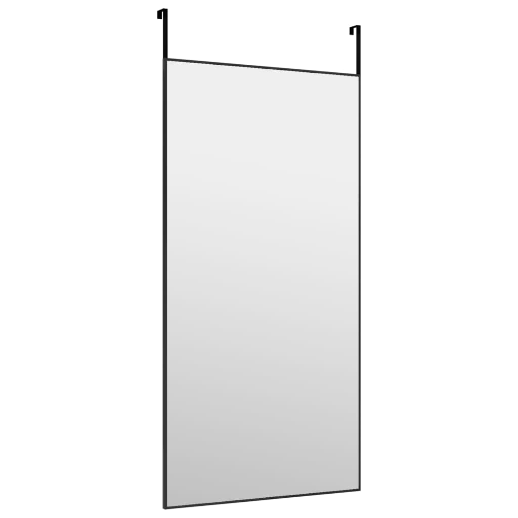 vidaXL Zrkadlo na dvere čierne 50x100 cm sklo a hliník
