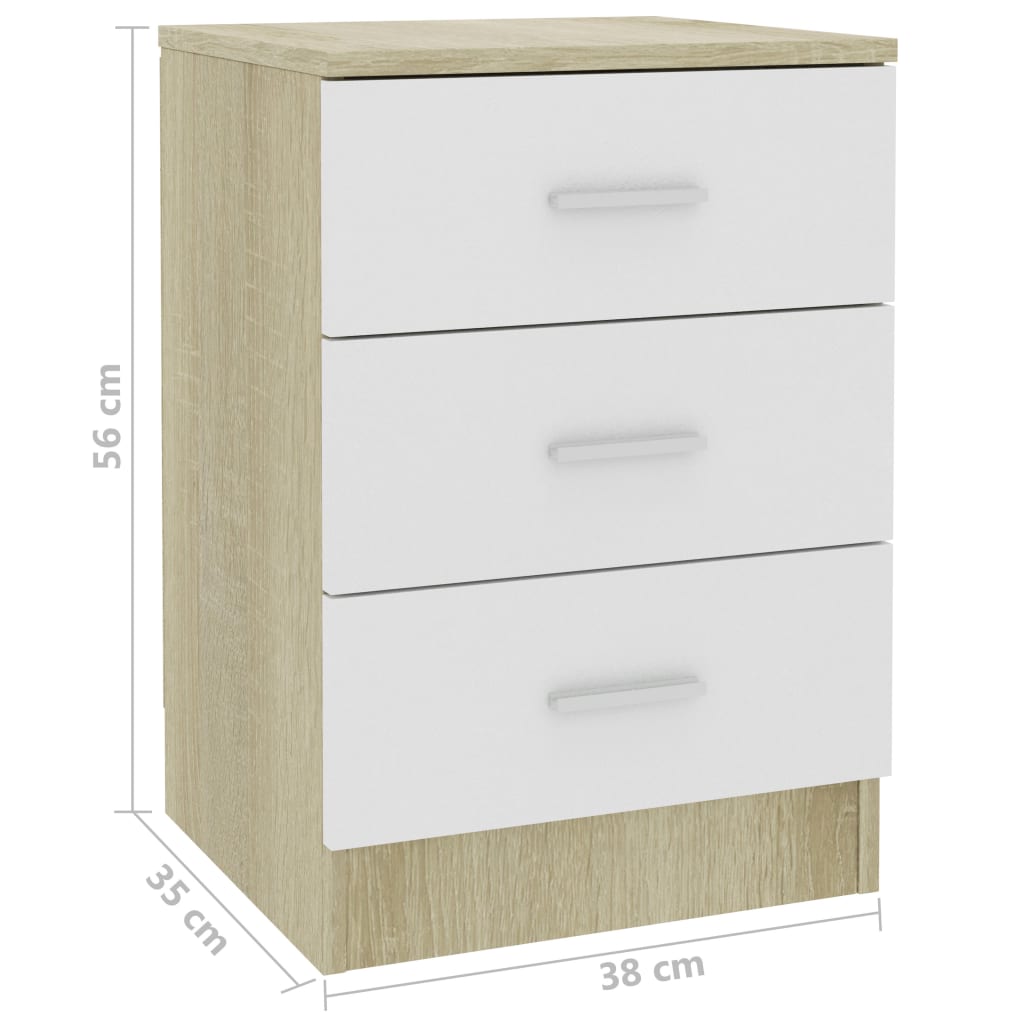 vidaXL Nočný stolík, biela a dub sonoma 38x35x56 cm, kompozitné drevo