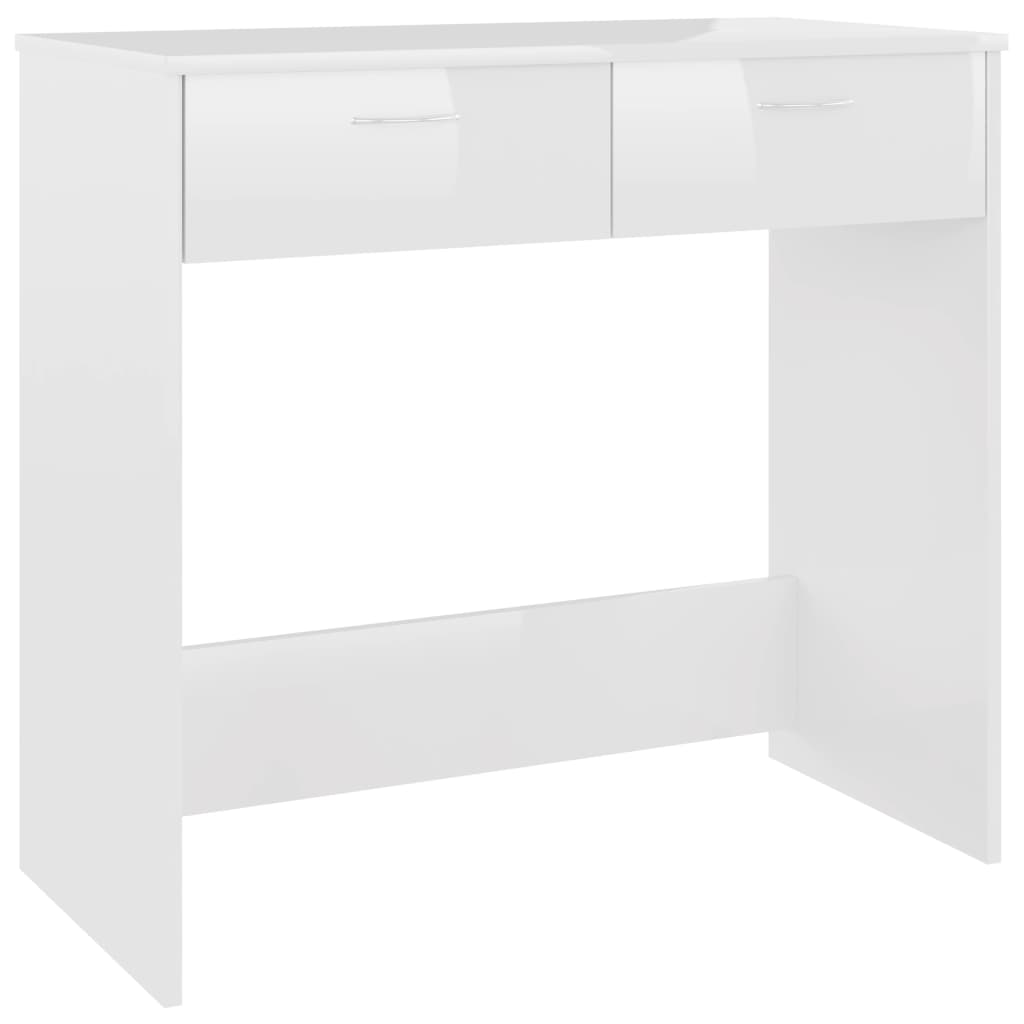 vidaXL Písací stôl, lesklý biely 80x40x75 cm, drevotrieska