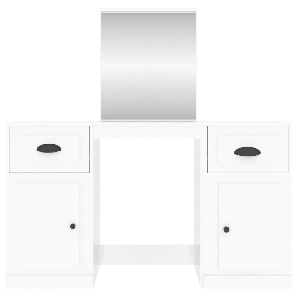 vidaXL Toaletný stolík so zrkadlom lesklý biely 130x50x132,5 cm