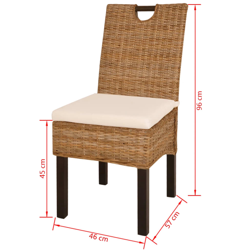vidaXL Jedálenské stoličky, 6 ks, ratan kubu a mangové drevo
