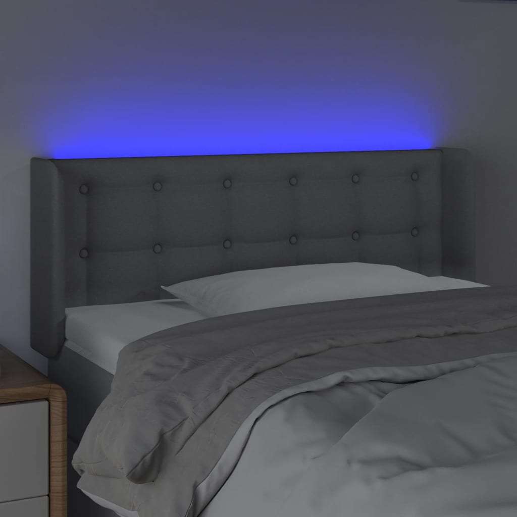 vidaXL Čelo postele s LED bledosivé 103x16x78/88 cm látka