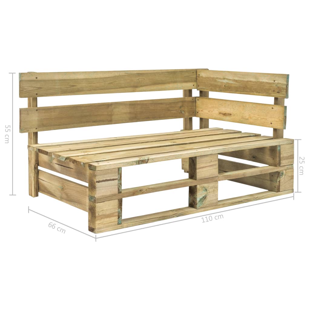 vidaXL Rohová záhradná lavička z paliet, drevo