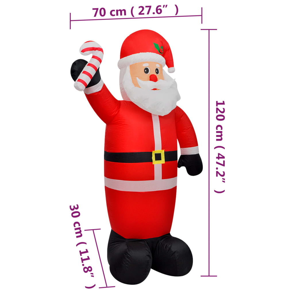 vidaXL Nafukovací Santa Claus s LED 120 cm