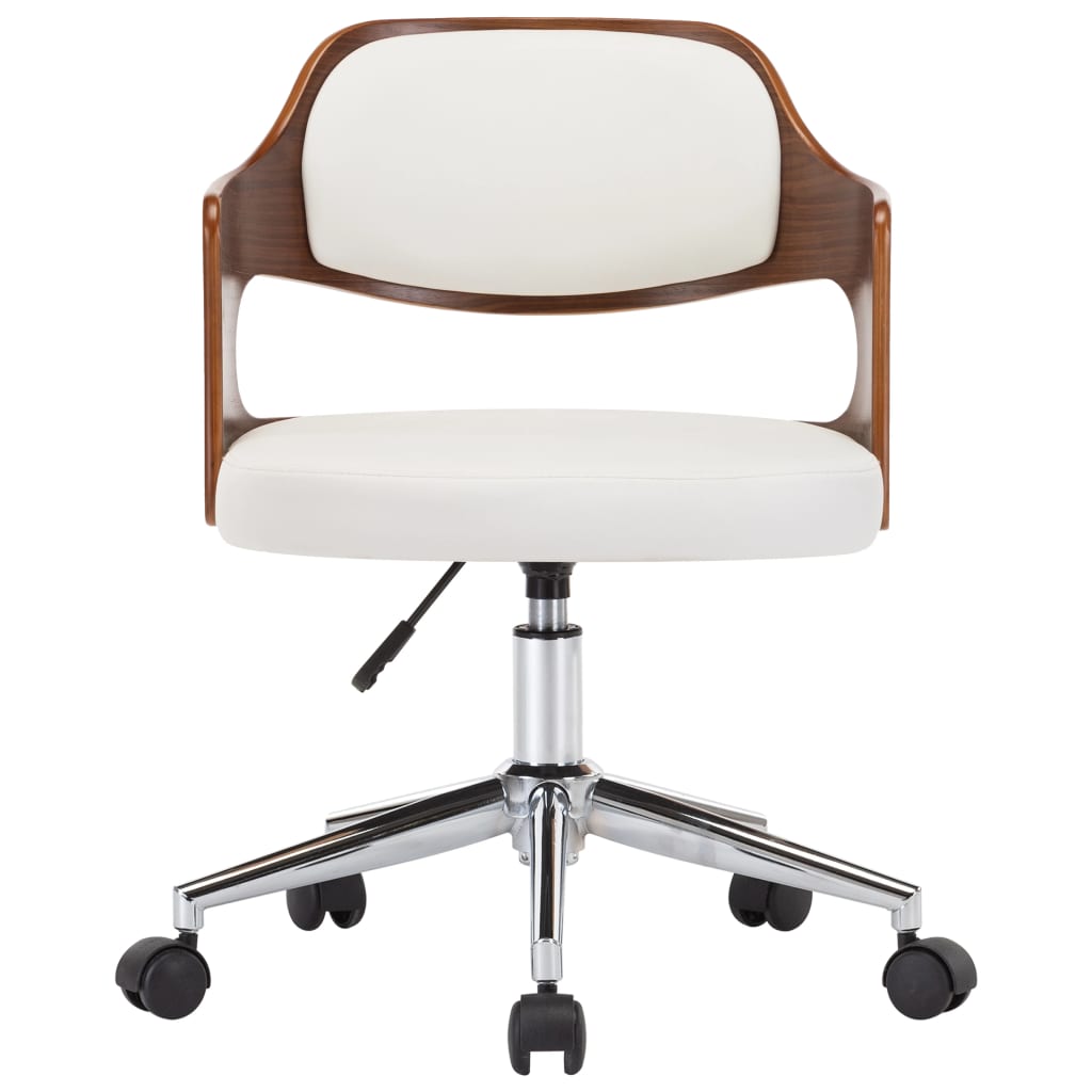 vidaXL Otočné jedálenské stoličky 6ks, biele, ohýbané drevo+umelá koža