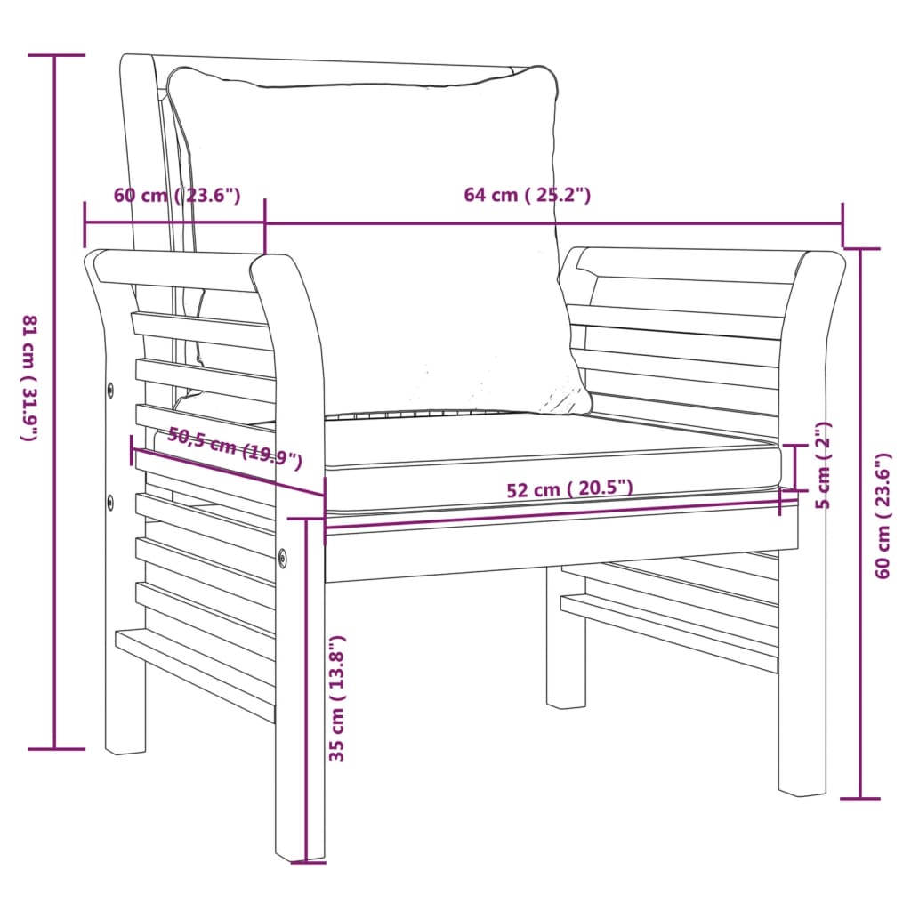 vidaXL 3-dielna záhradná sedacia súprava s podložkami akáciový masív