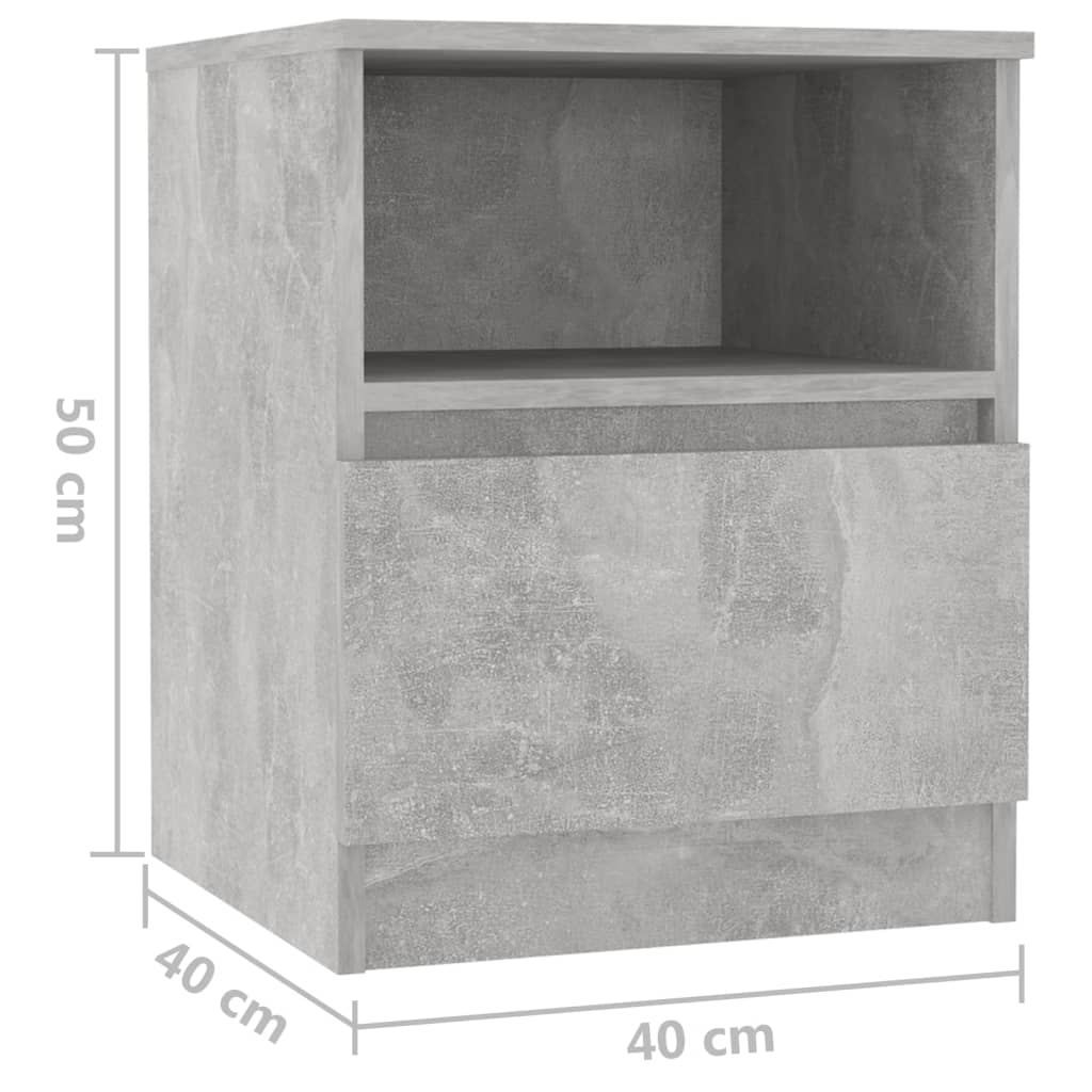 vidaXL Nočné stolíky 2 ks, betónovo sivé 40x40x50 cm, kompozitné drevo