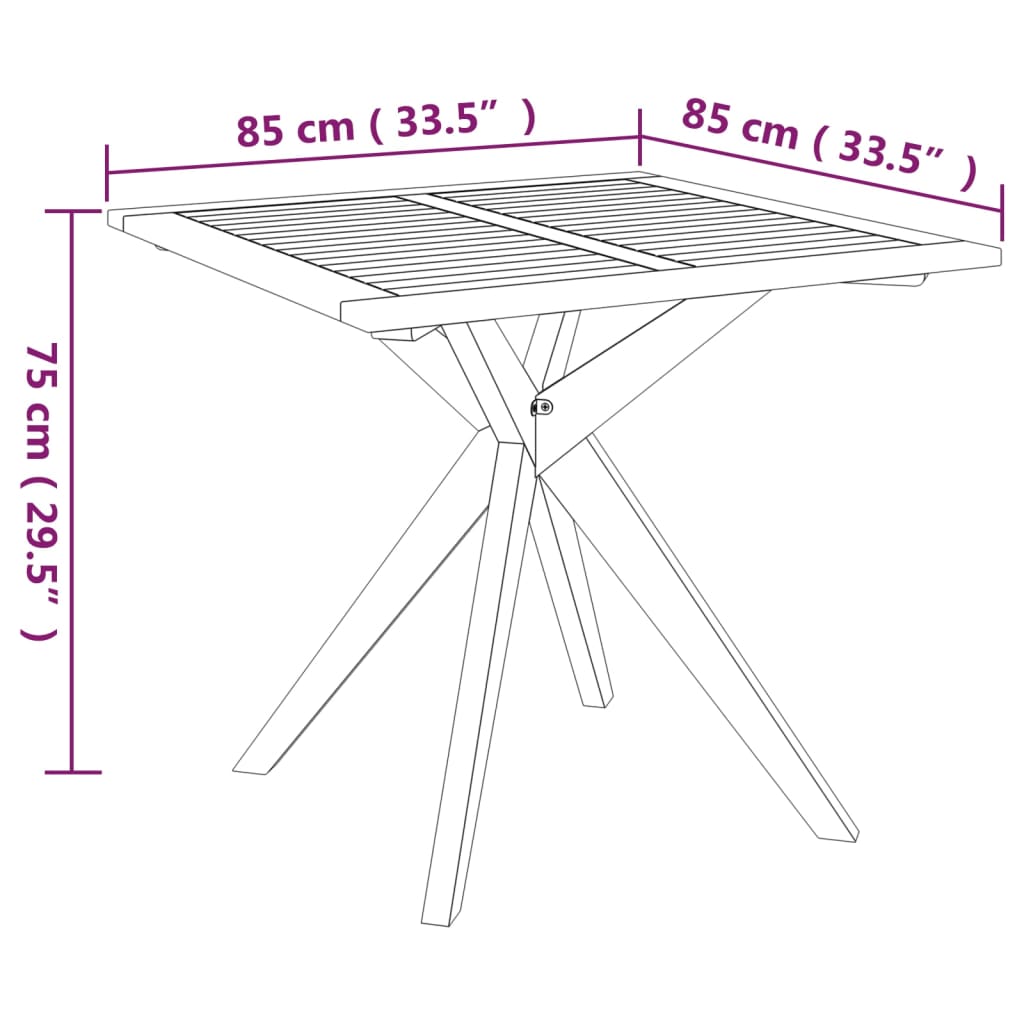 vidaXL Záhradný stôl 85x85x75 cm akáciový masív