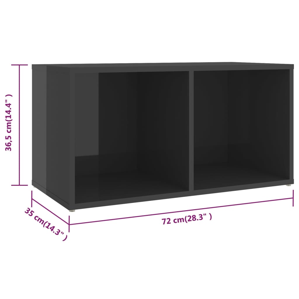 vidaXL TV skrinky 4 ks lesklé sivé 72x35x36,5 cm drevotrieska
