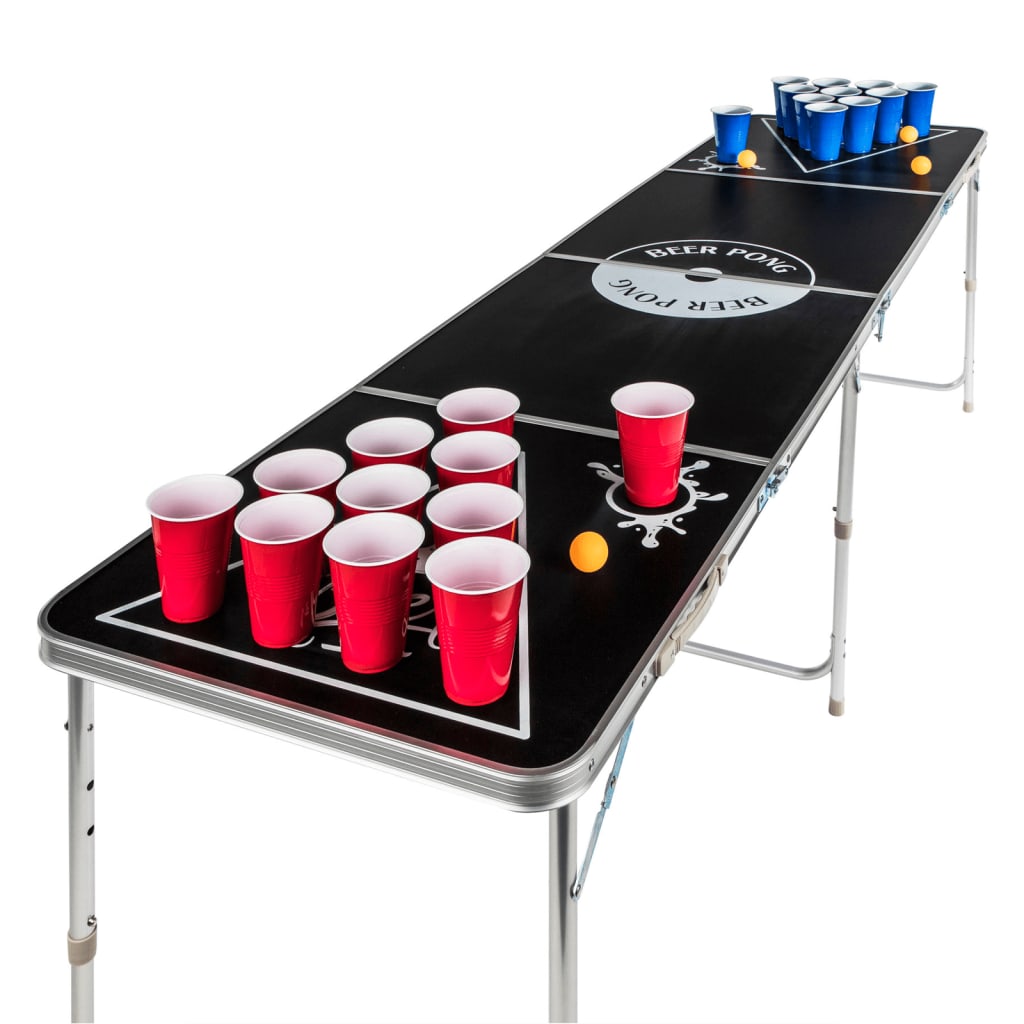 HI Skladací stôl na Beer Pong výškovo nastaviteľný čierny