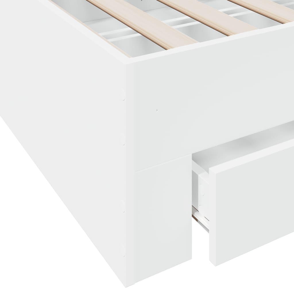 vidaXL Posteľný rám so zásuvkami biely 180x200 cm kompozitné drevo