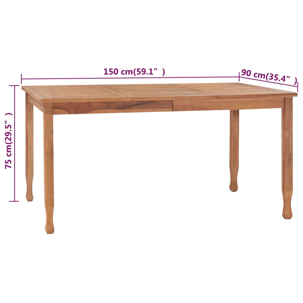 vidaXL Záhradný jedálenský stôl 150x90x75 cm tíkový masív