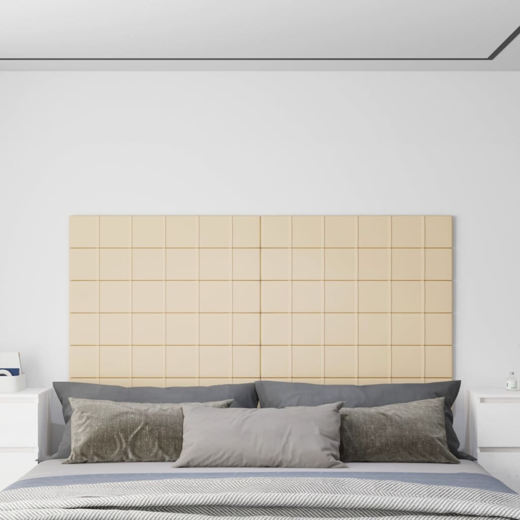 vidaXL Nástenné panely 12 ks krémové 90x15 cm látka 1,62 m²