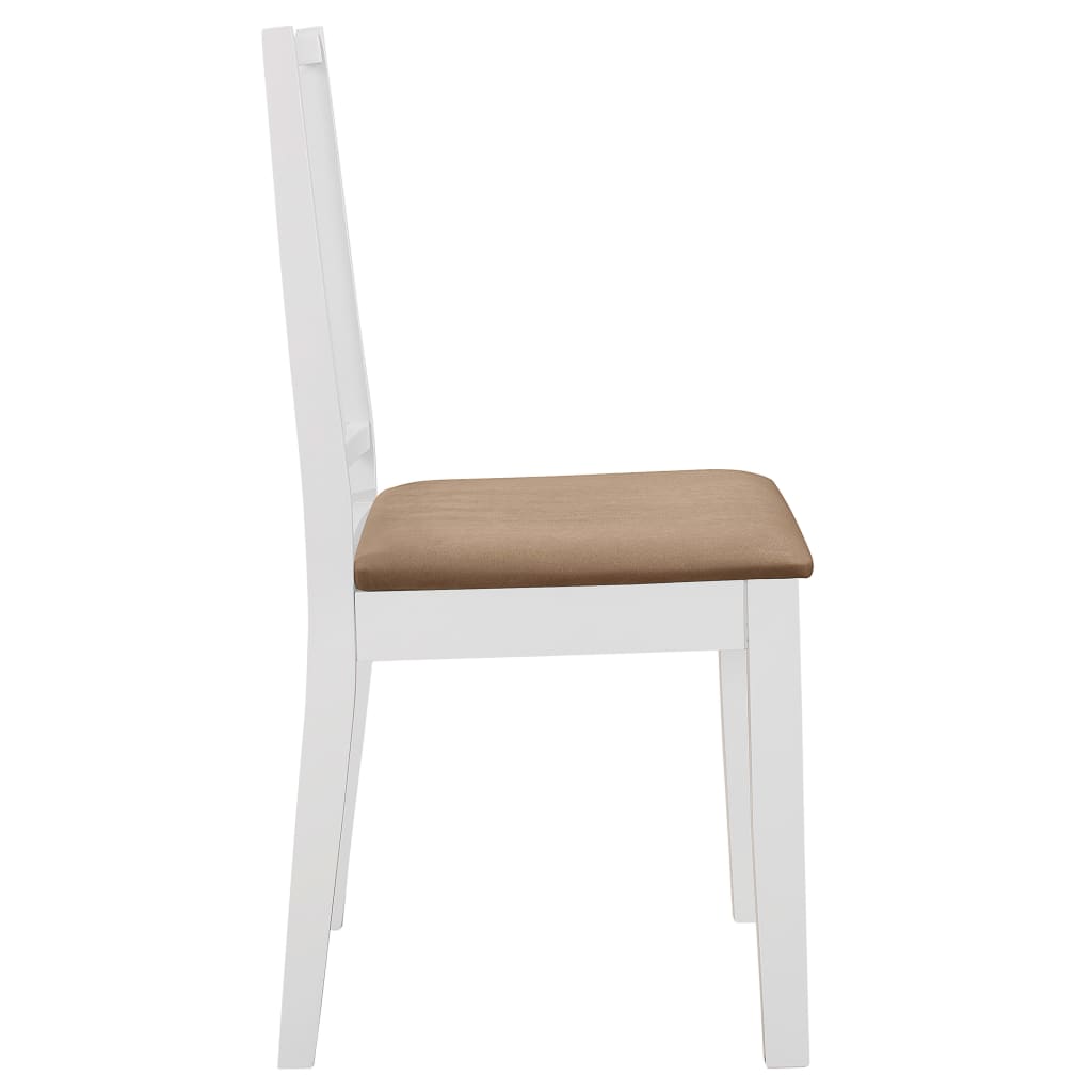 vidaXL Jedálenské stoličky s podložkami 4 ks, biele, drevený masív