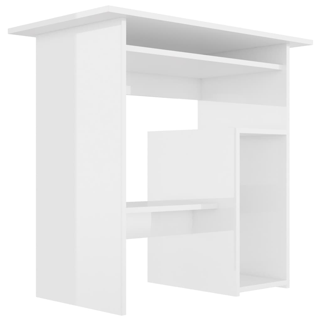 vidaXL Písací stôl, lesklý biely 80x45x74 cm, drevotrieska