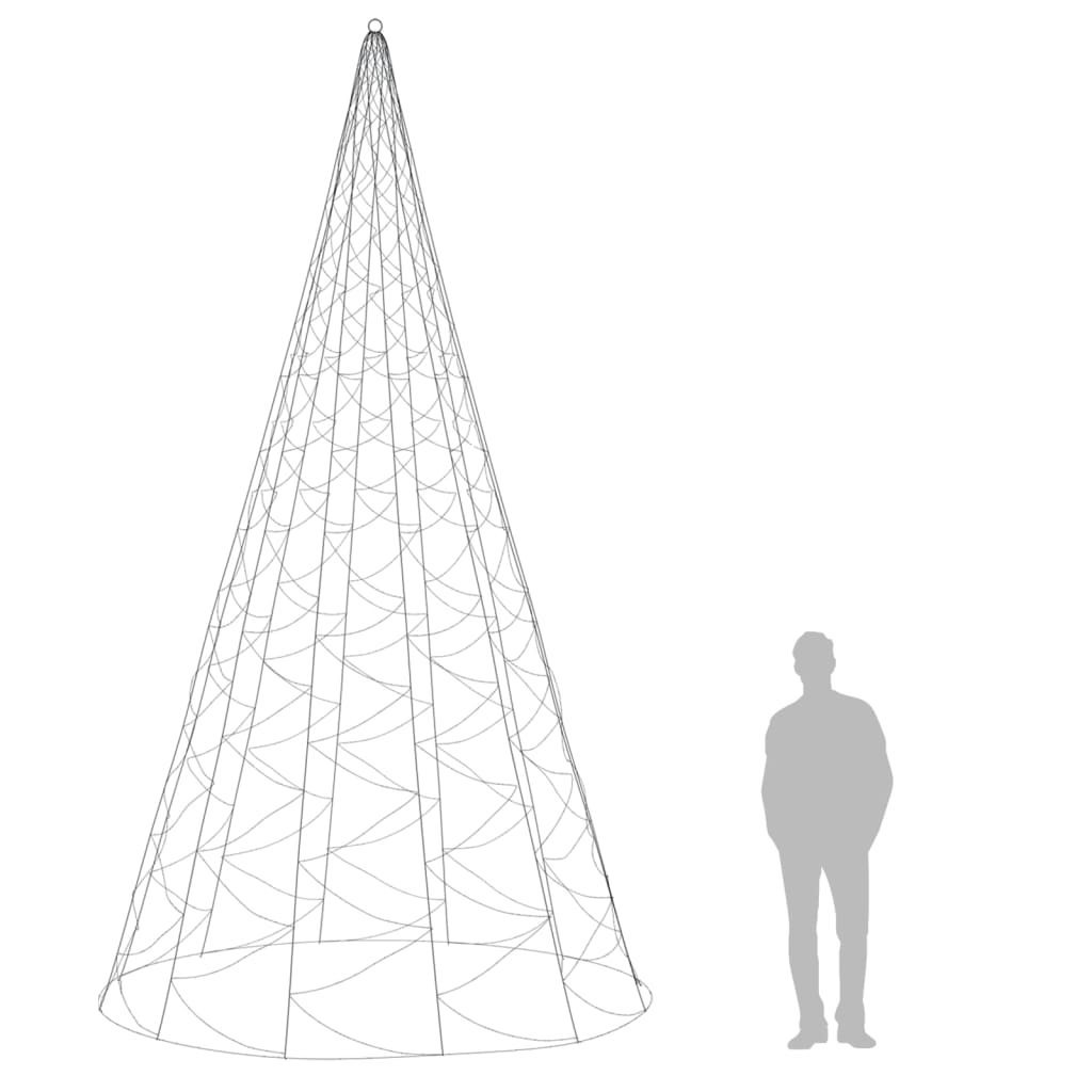 vidaXL Vianočný stromček na stožiari 1400 modrých LED 500 cm
