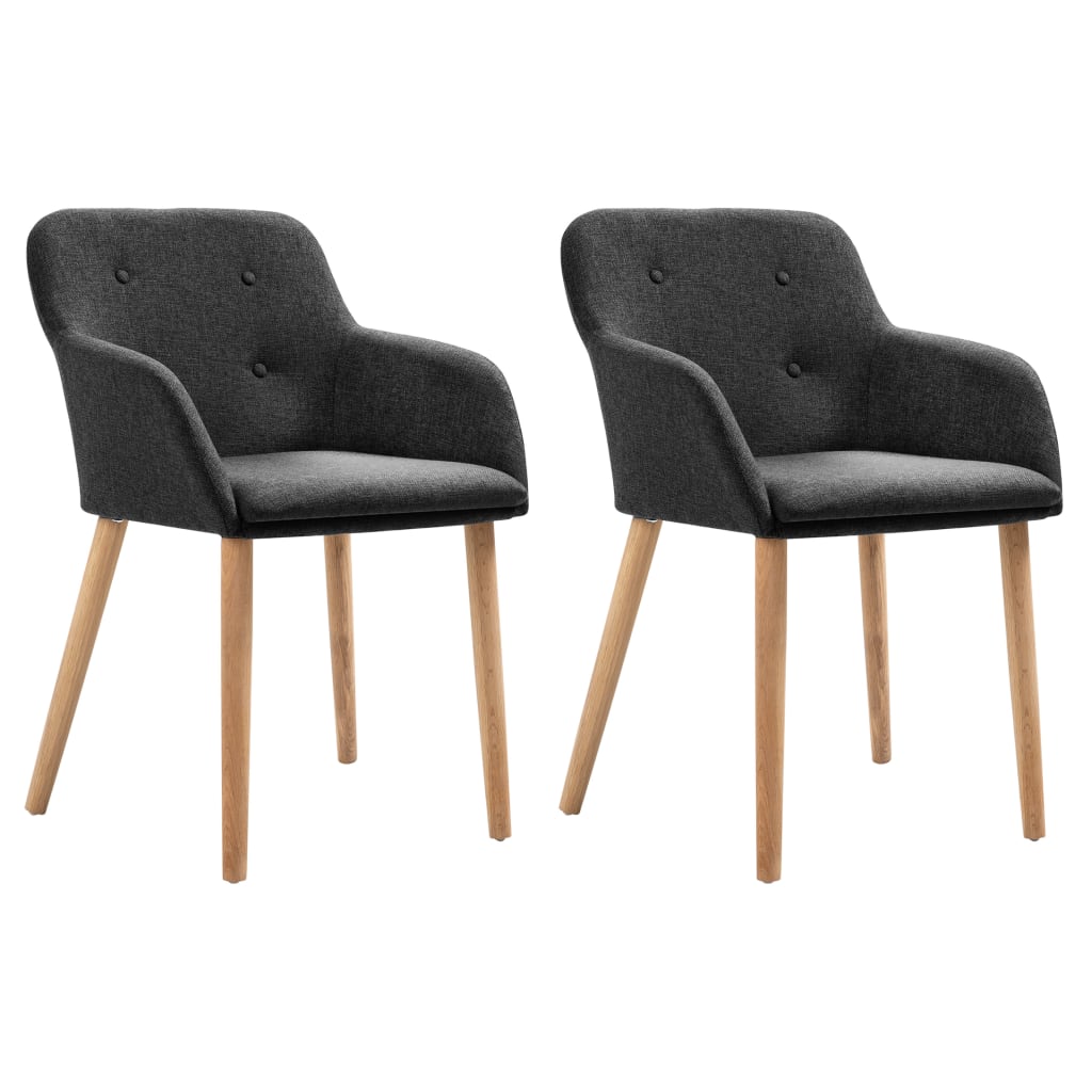 vidaXL Jedálenské stoličky 2 ks tmavosivé látka a dubové drevo