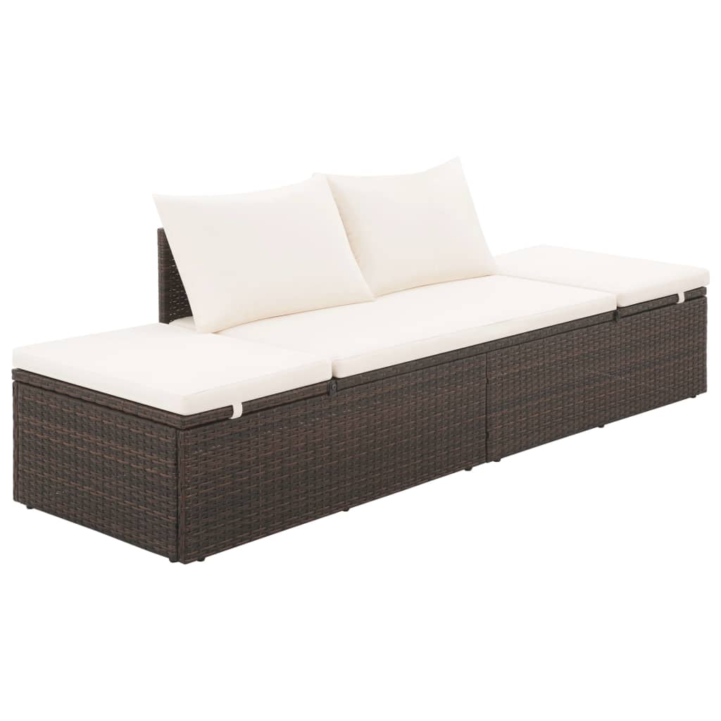vidaXL Záhradná posteľ hnedá 195x60 cm polyratan