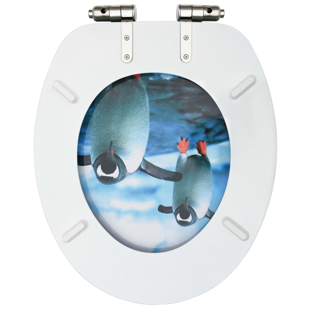 vidaXL WC sedadlá s poklopom s pomalým uzatváraním 2 ks MDF dizajn s tučniakmi