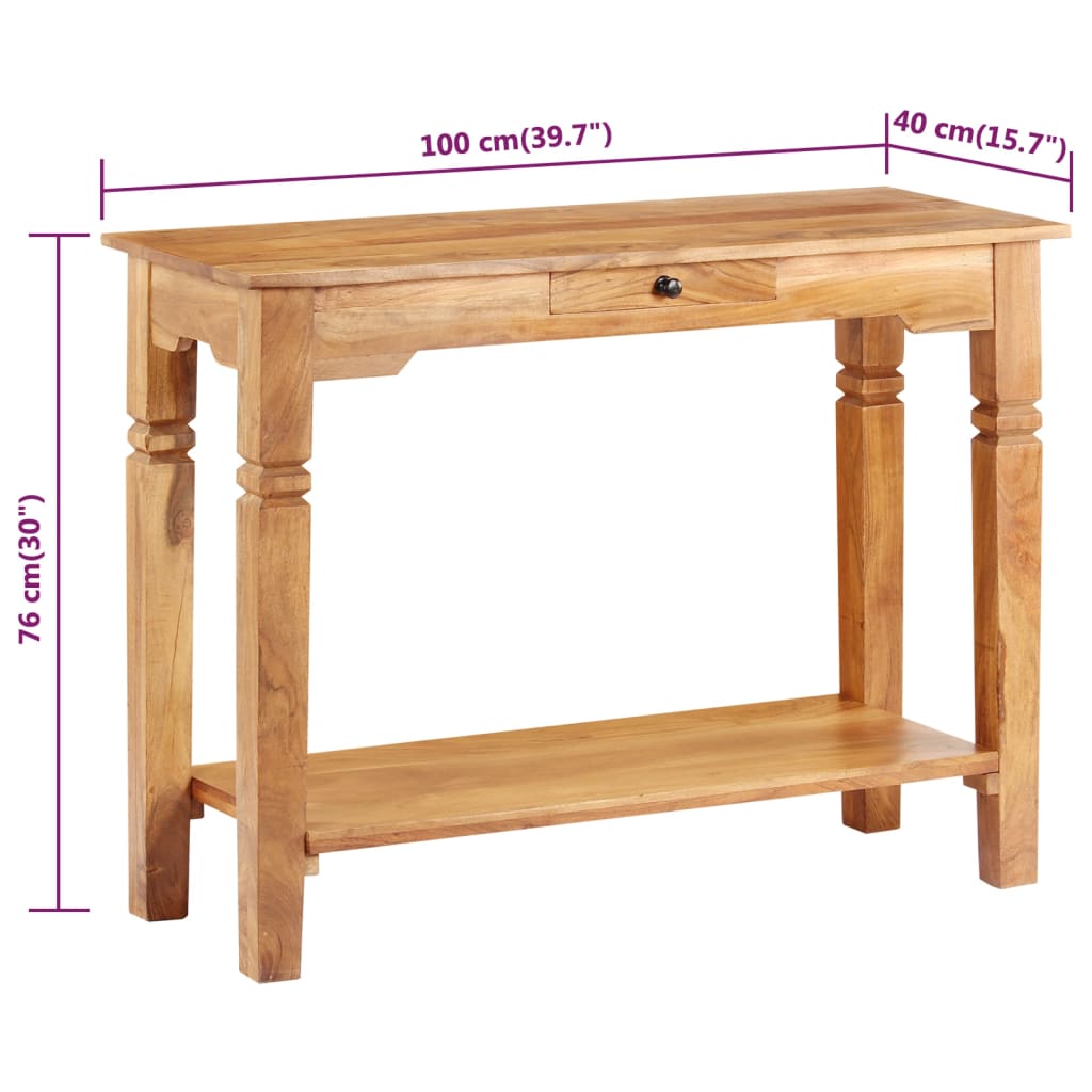 vidaXL Konzolový stolík 100x40x76 cm masívne akáciové drevo