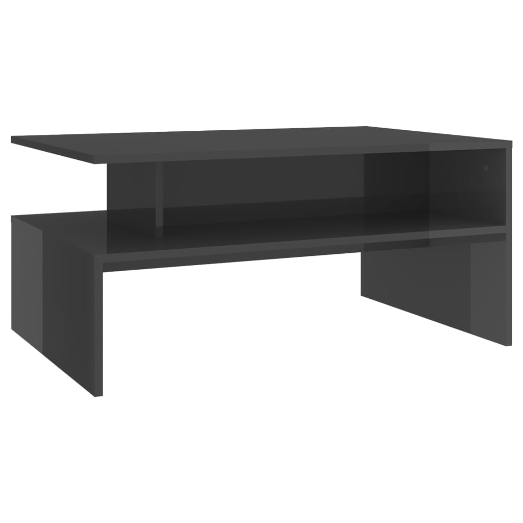 vidaXL Konferenčný stolík lesklý sivý 90x60x42,5 cm drevotrieska