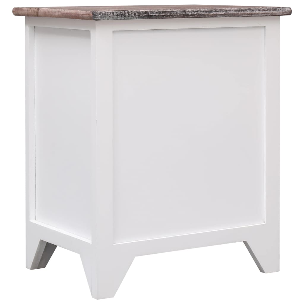 vidaXL Nočný stolík, hnedo biely 38x28x45 cm, drevo paulovnie