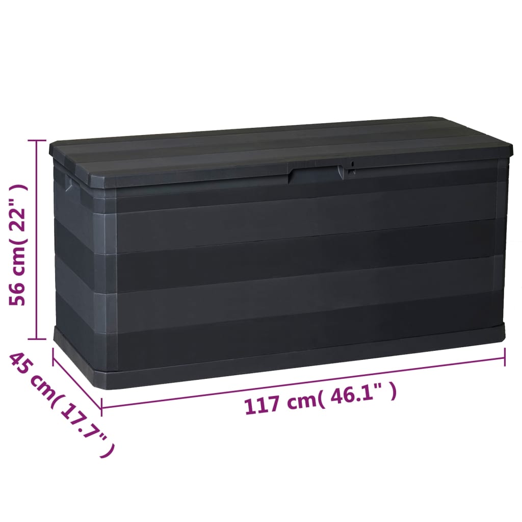 vidaXL Záhradný úložný box čierny 117x45x56 cm