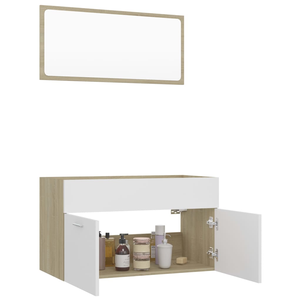 vidaXL 2-dielna sada kúpeľňového nábytku biela sonoma kompozitné drevo