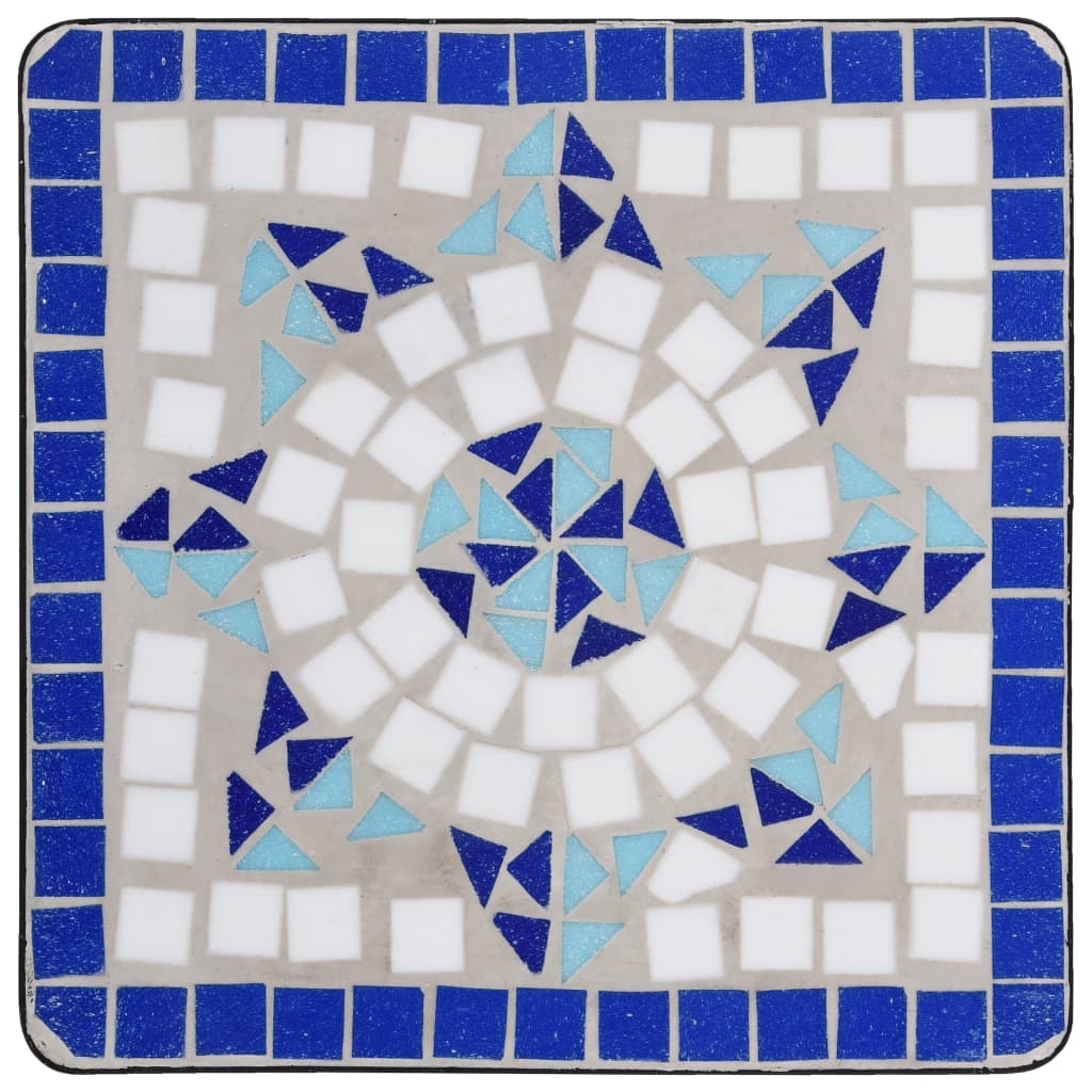 vidaXL Mozaikový príručný stolík, modro biely, keramika